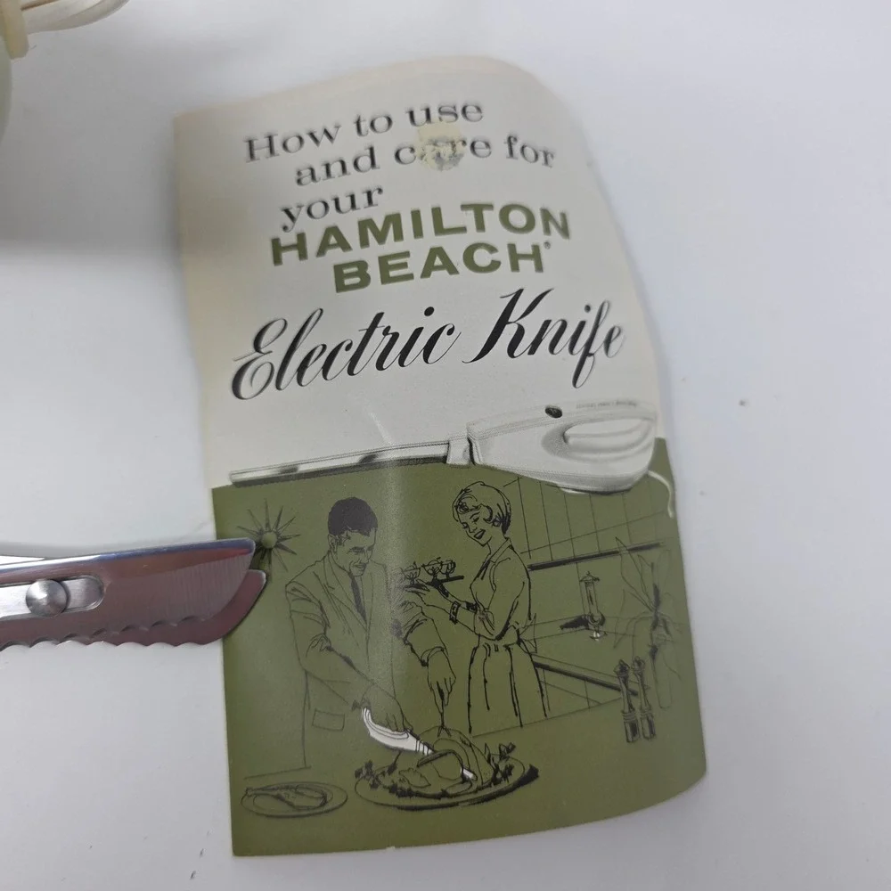 Hamilton Beach Electric Knife 275-2 Avocado Green Vintage MCM Scovill USA Made